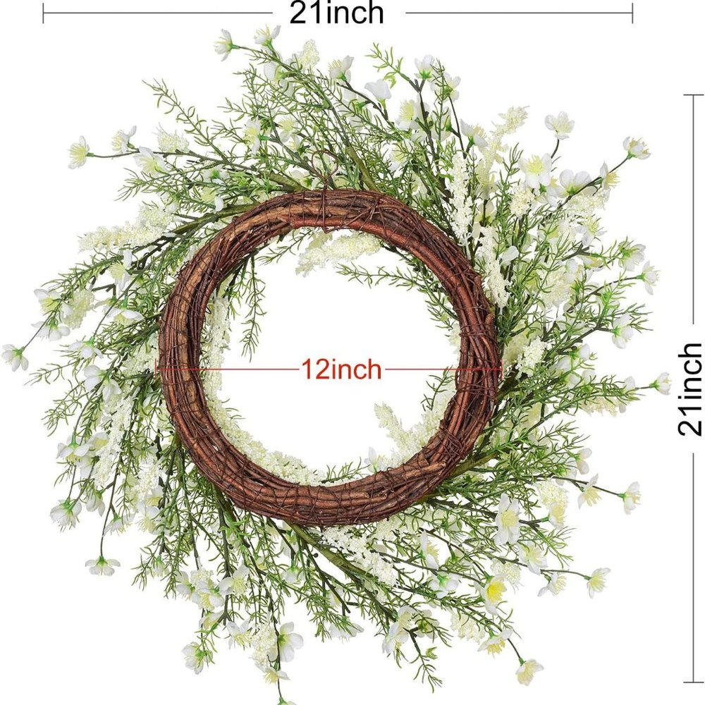 New White Flower Blossom Wreath - Picture 4 of 7